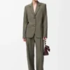 Pantalon en laine vert kaki