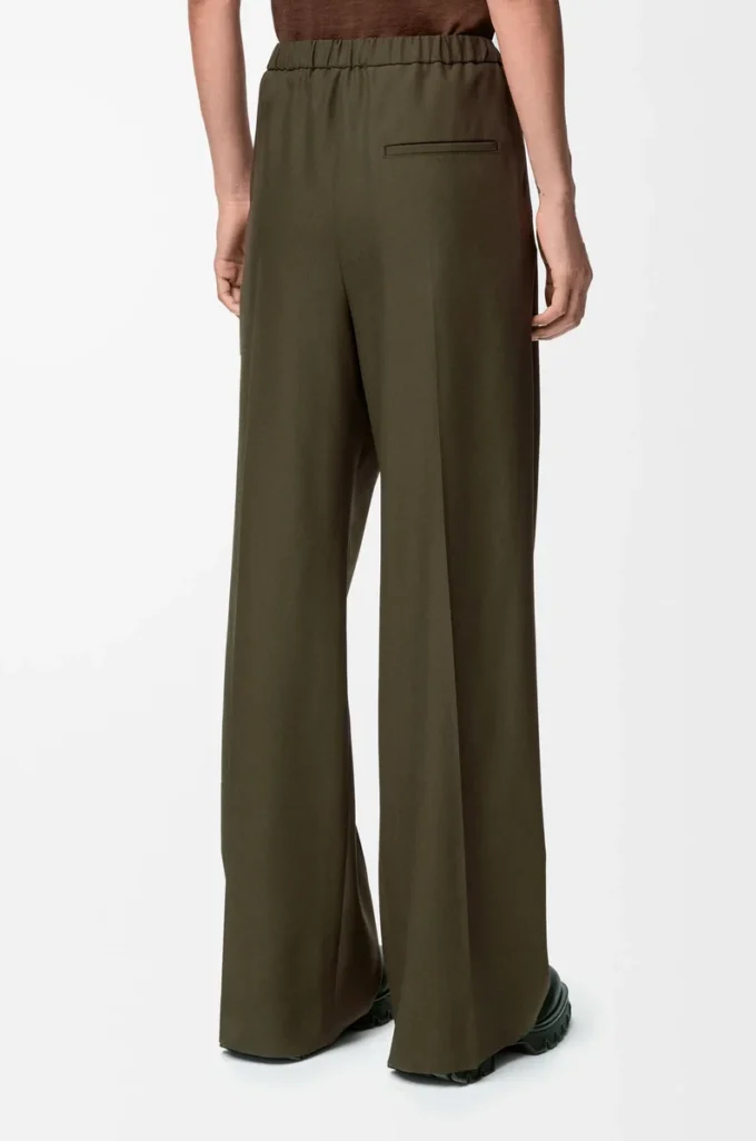 Pantalon en laine vert kaki