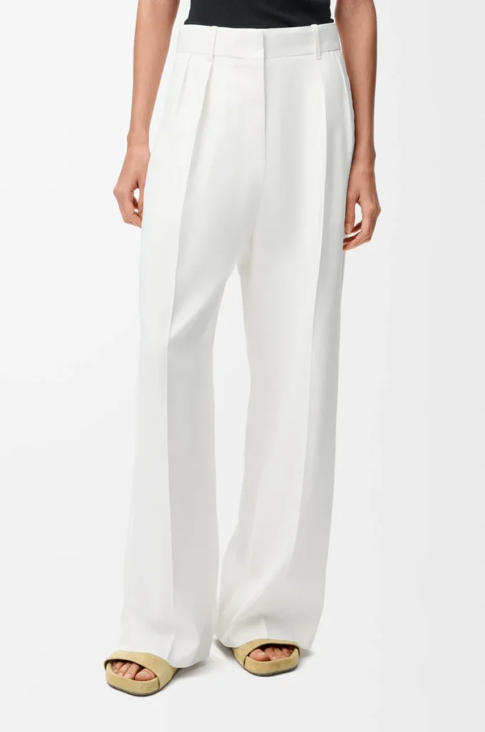 Pantalon en viscose mélangée stretch Blanc