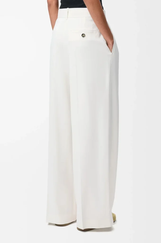 Pantalon en viscose mélangée stretch Blanc