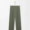 Pantalon en viscose mélangée vert kaki