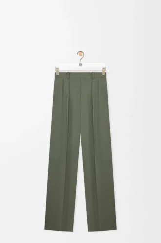 Pantalon en viscose mélangée vert kaki
