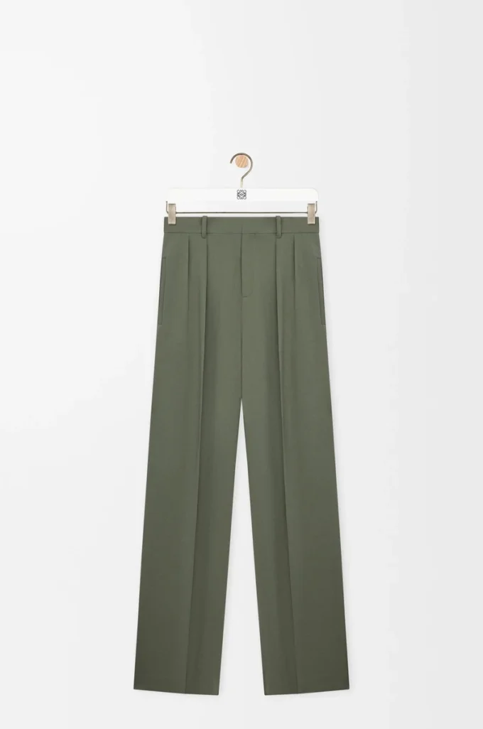 Pantalon en viscose mélangée vert kaki