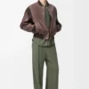 Pantalon en viscose mélangée vert kaki