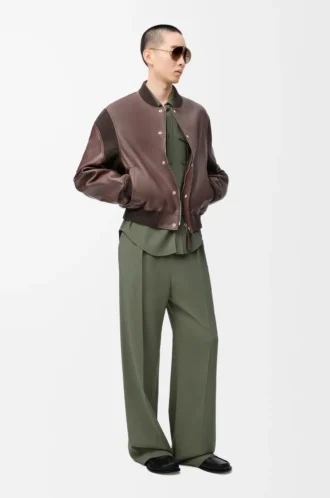Pantalon en viscose mélangée vert kaki