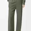Pantalon en viscose mélangée vert kaki