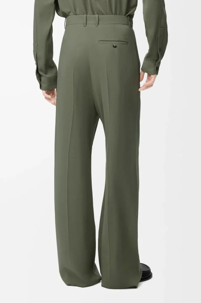 Pantalon en viscose mélangée vert kaki