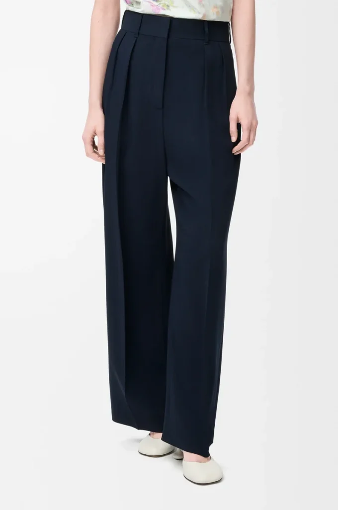 Pantalon en viscose stretch bleu nuit