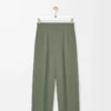 Pantalon en viscose stretch vert kaki clair