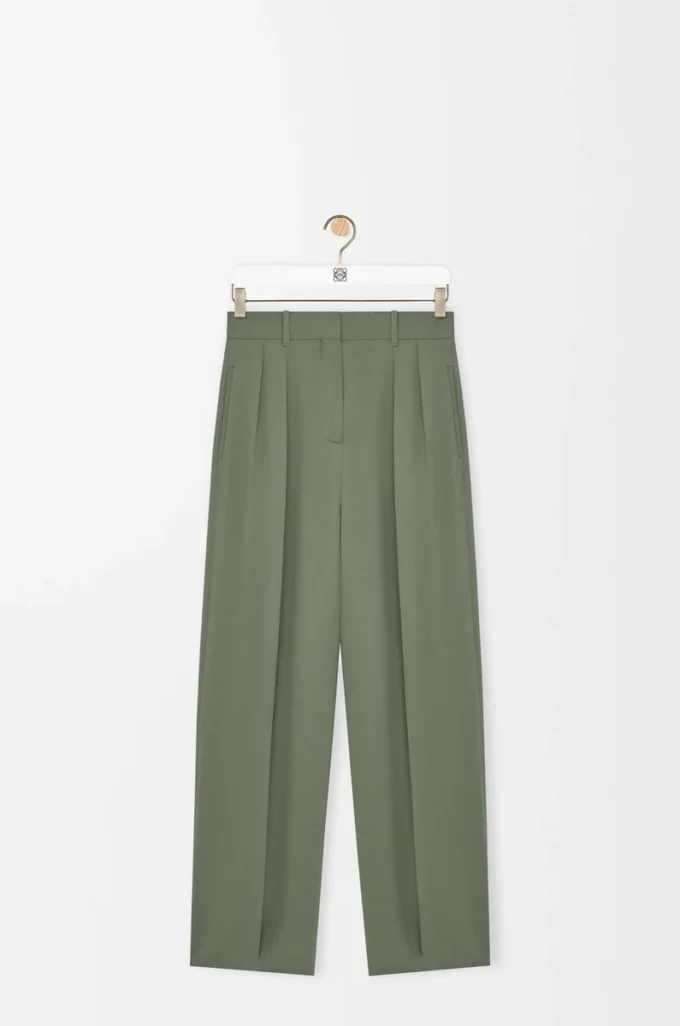 Pantalon en viscose stretch vert kaki clair
