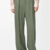 Pantalon en viscose stretch vert kaki clair