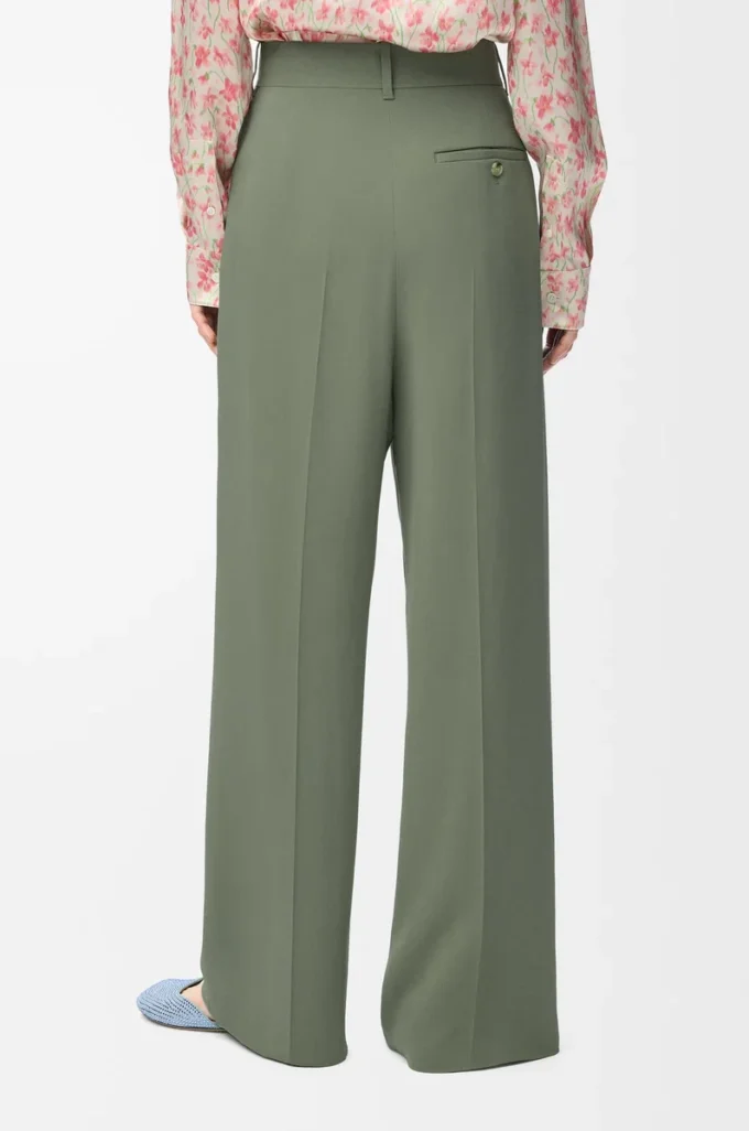 Pantalon en viscose stretch vert kaki clair