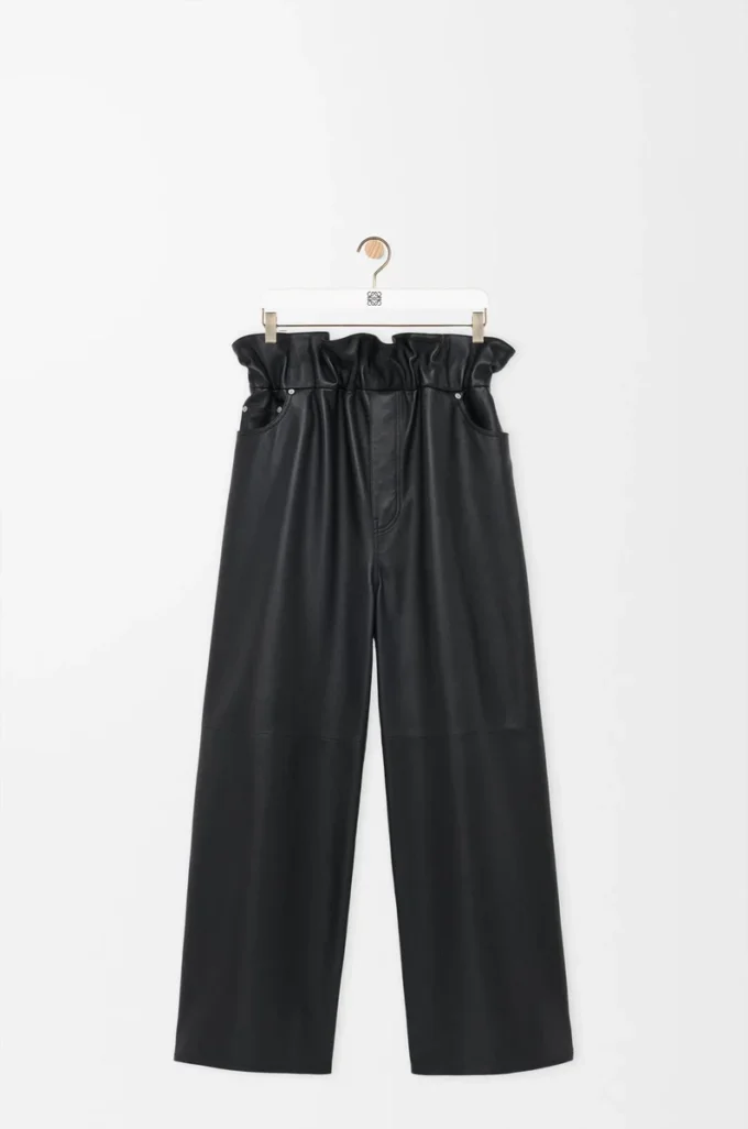 Pantalon flamenco en cuir d&rsquo;agneau nappa Noir