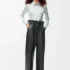 Pantalon flamenco en cuir d&rsquo;agneau nappa Noir