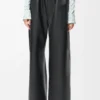 Pantalon flamenco en cuir d&rsquo;agneau nappa Noir