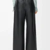 Pantalon flamenco en cuir d&rsquo;agneau nappa Noir