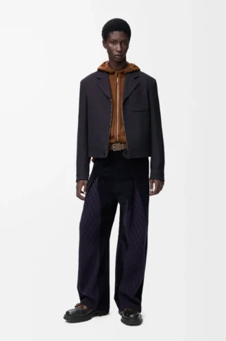 Pantalon hybride en coton et laine Bleu marine foncé/Bleu marine