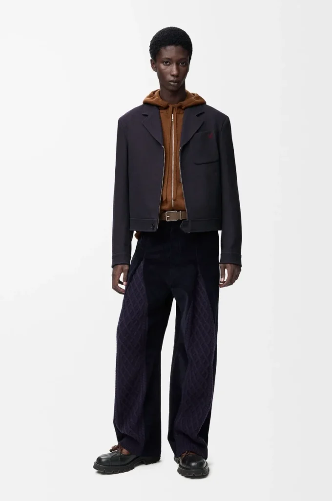 Pantalon hybride en coton et laine Bleu marine foncé/Bleu marine Pantalon hybride en coton et laine Bleu marine foncé/Bleu marine