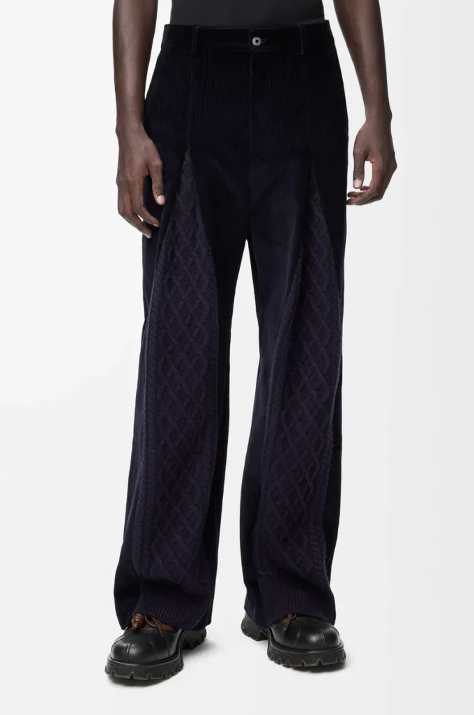 Pantalon hybride en coton et laine Bleu marine foncé/Bleu marine Pantalon hybride en coton et laine Bleu marine foncé/Bleu marine