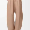 Pantalon large en cuir d&rsquo;agneau nappa Beige