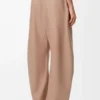 Pantalon large en cuir d&rsquo;agneau nappa Beige