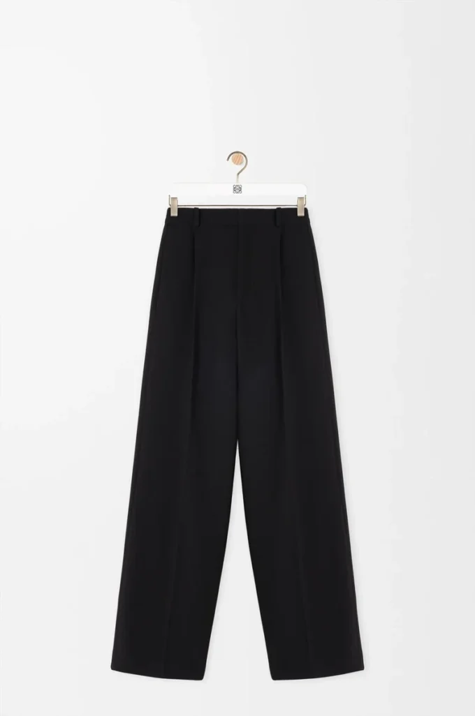 Pantalon large en laine Noir