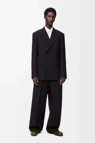 Pantalon large en laine Noir
