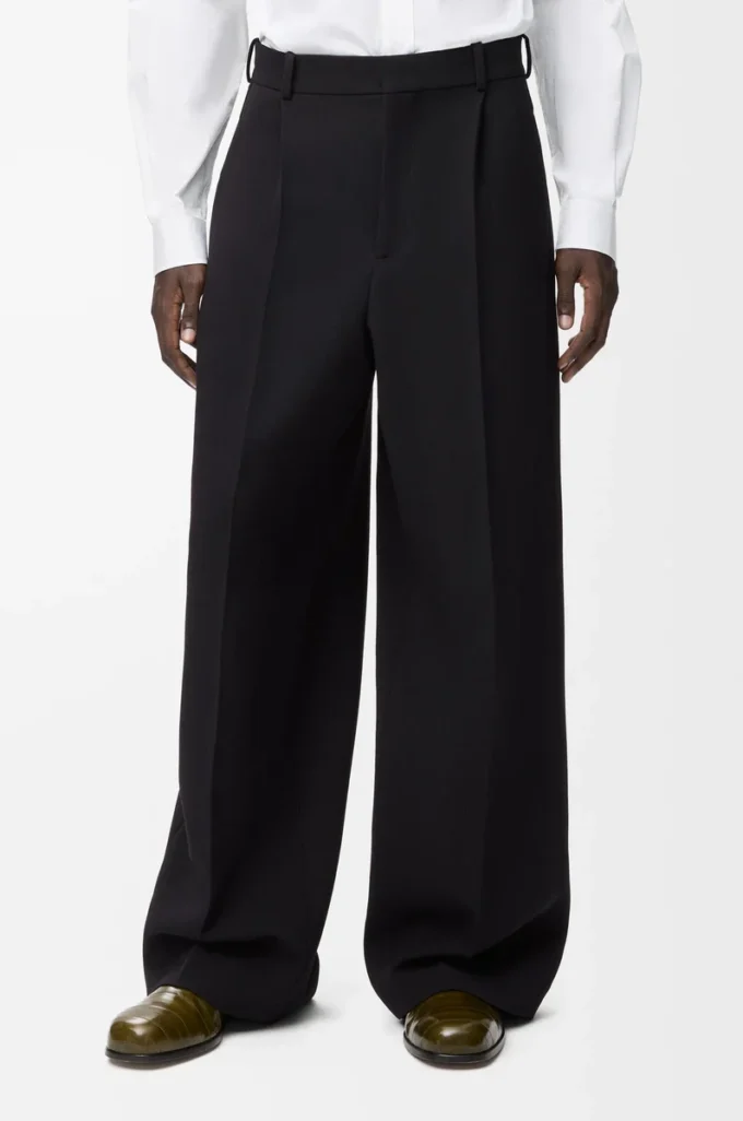 Pantalon large en laine Noir