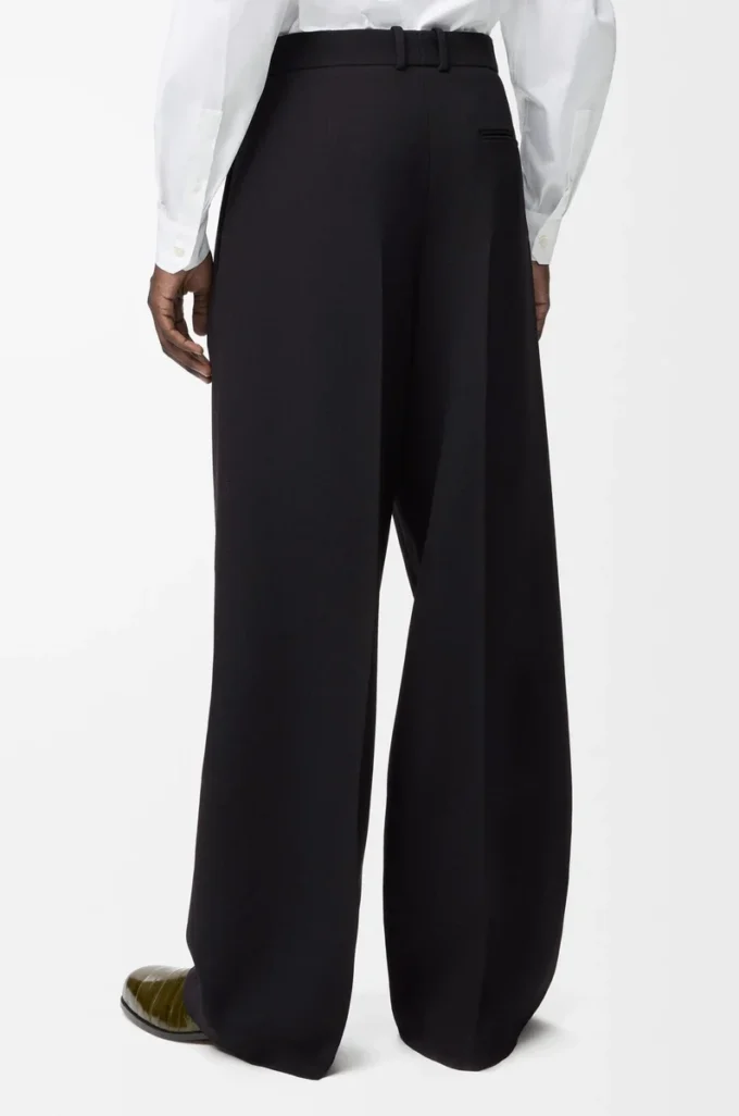Pantalon large en laine Noir