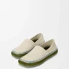 Pantoufles Rio en daim et raphia Gris clair