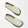 Pantoufles Rio en daim et raphia Gris clair