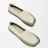 Pantoufles Rio en daim et raphia gris clair