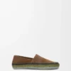 Pantoufles Rio en daim et raphia marron