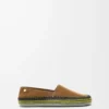Pantoufles Rio en daim et raphia marron