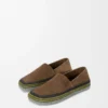 Pantoufles Rio en daim et raphia marron