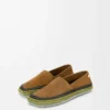Pantoufles Rio en daim et raphia marron