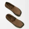 Pantoufles Rio en daim et raphia marron