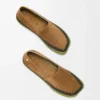 Pantoufles Rio en daim et raphia marron