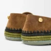 Pantoufles Rio en daim et raphia marron