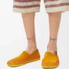 Pantoufles Rio en daim et raphia Orange