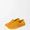 Pantoufles Rio en daim et raphia Orange
