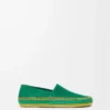 Pantoufles Rio en daim et raphia Vert