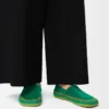 Pantoufles Rio en daim et raphia Vert