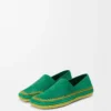 Pantoufles Rio en daim et raphia Vert