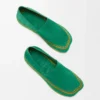 Pantoufles Rio en daim et raphia Vert