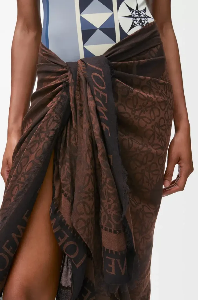 Pareo en coton Noir/Marron