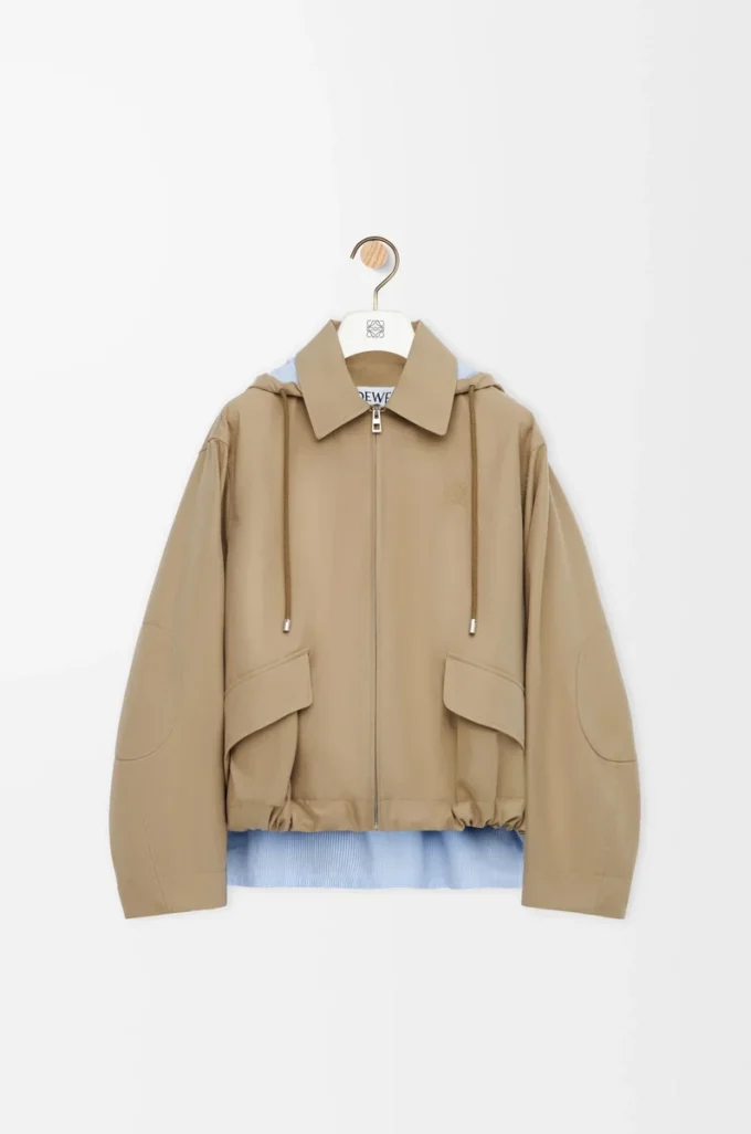 Parka à capuche en coton beige
