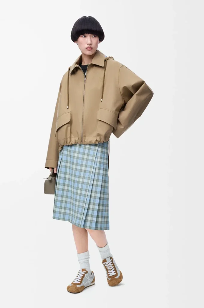 Parka à capuche en coton beige
