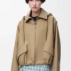 Parka à capuche en coton beige