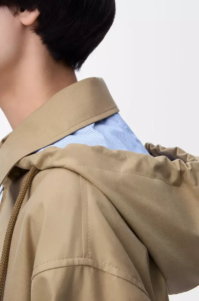 Parka à capuche en coton beige